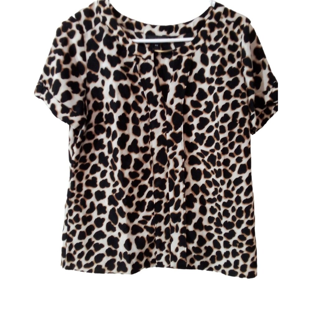 Women's Worthington Leopard Print Lightweight Blouse Size Petite Medium